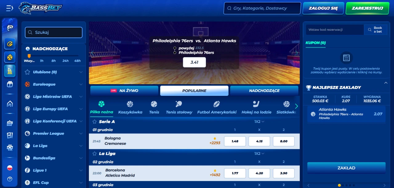 Sekcja sportowa kasyna Basbet